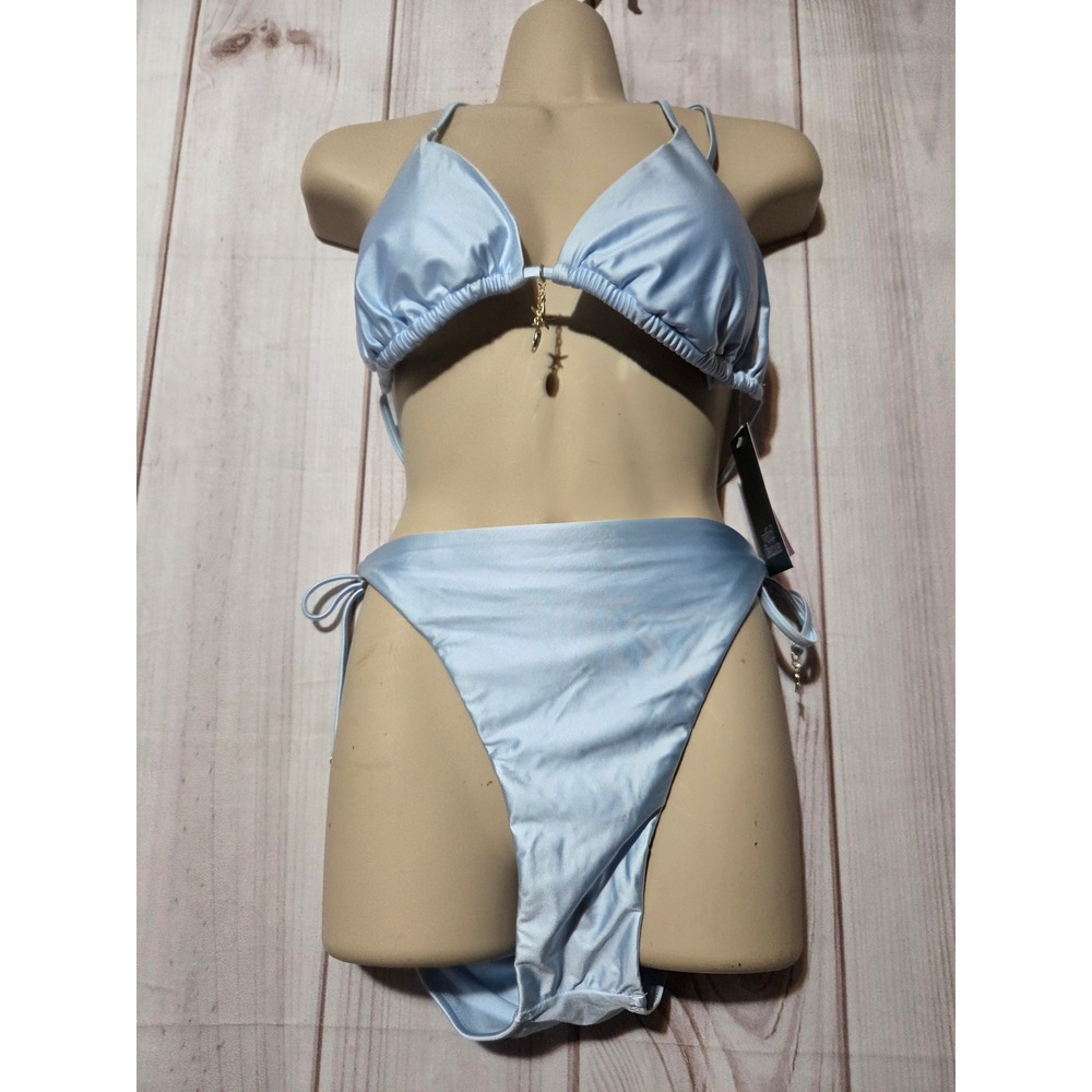 Wild Fable Light Blue Bikini Set Extra Cheeky High Leg Starfish Charm XL 16